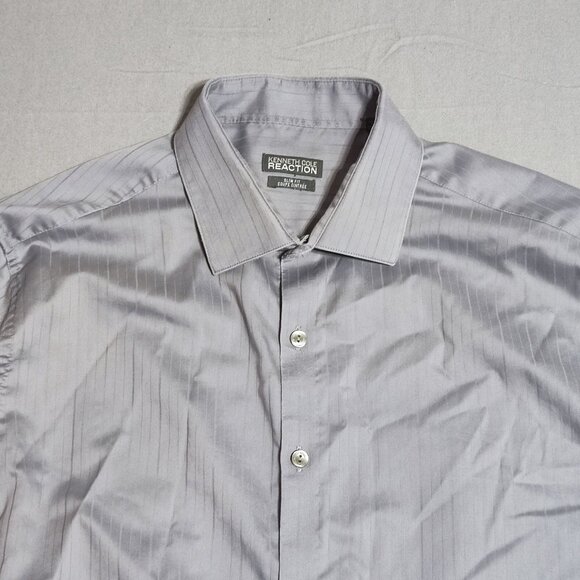 Kenneth Cole Reaction slim fit button down shirt men's size 16 1/2 / 34-35 grey - Picture 2 of 12